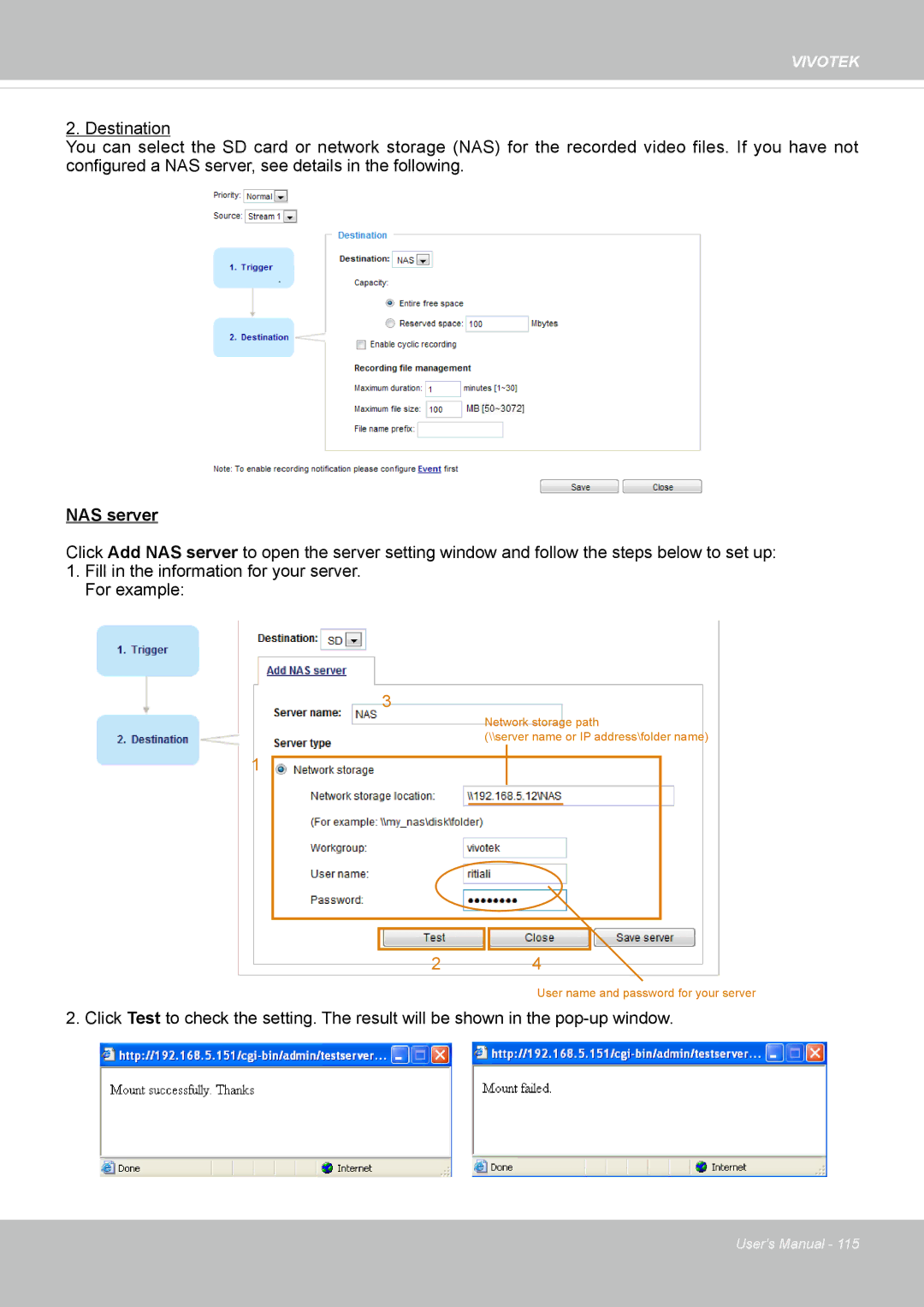 Vivotek FD1837H, 8137HV user manual NAS server 