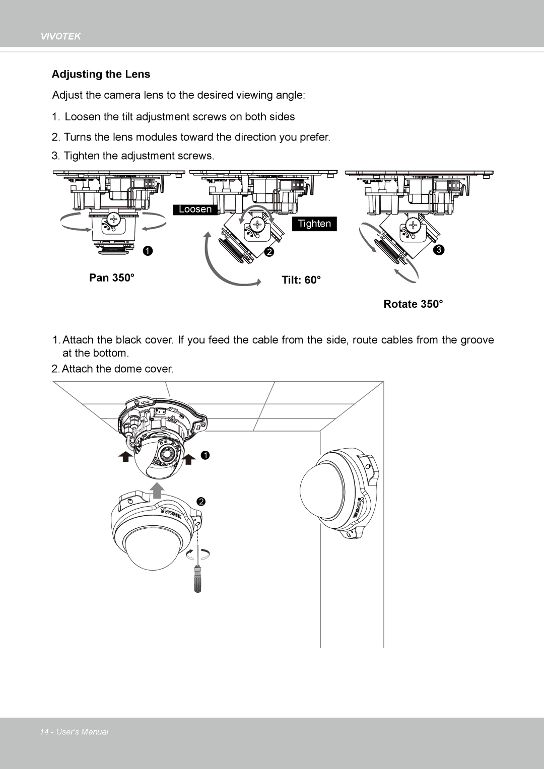 Vivotek 8137HV, FD1837H user manual Pan Tilt Rotate 