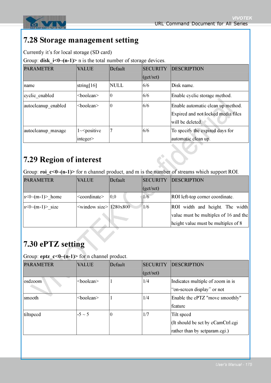 Vivotek FD1837H Storage management setting, Region of interest, EPTZ setting, Group eptzc0~n-1for n channel product 