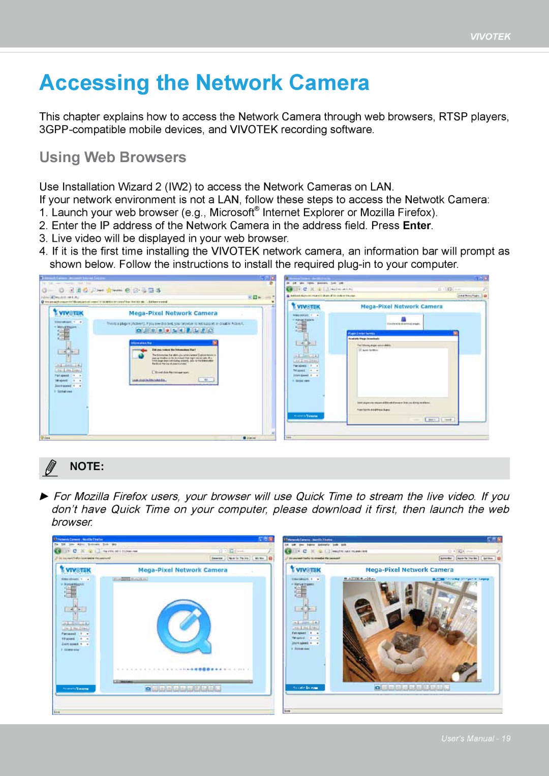 Vivotek FD1837H, 8137HV user manual Accessing the Network Camera, Using Web Browsers 