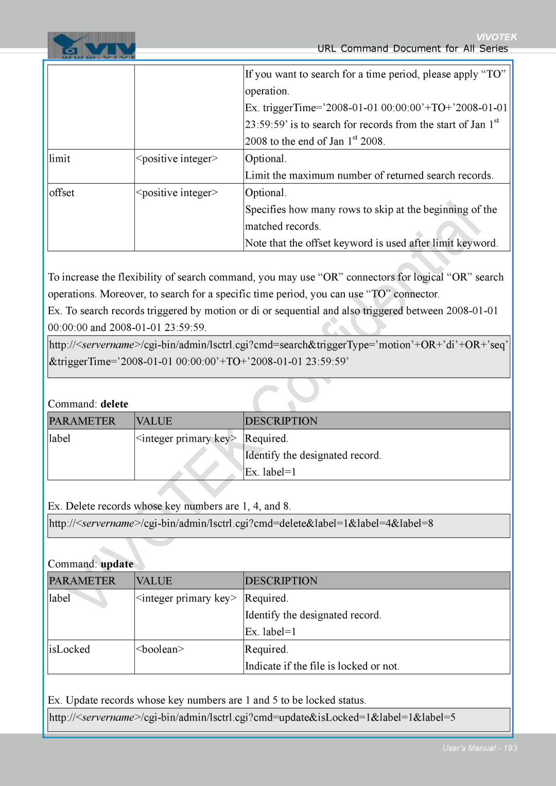 Vivotek FD1837H, 8137HV If you want to search for a time period, please apply to, Operation, To the end of Jan 1 st 