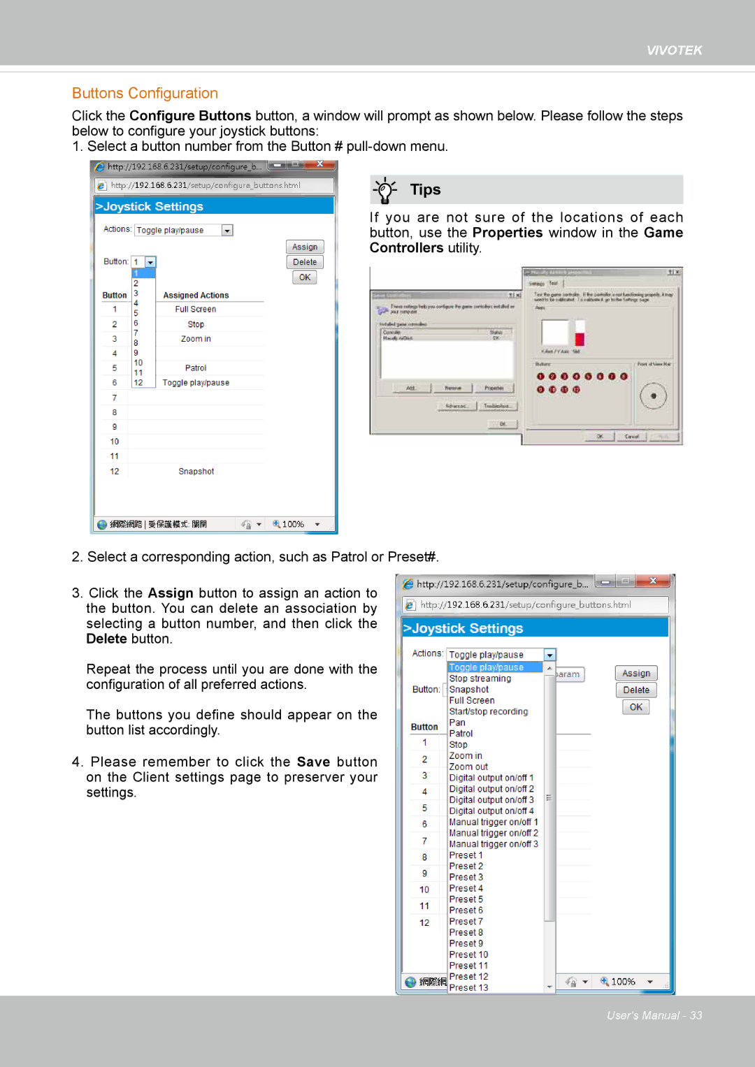 Vivotek FD1837H, 8137HV user manual Buttons Configuration 