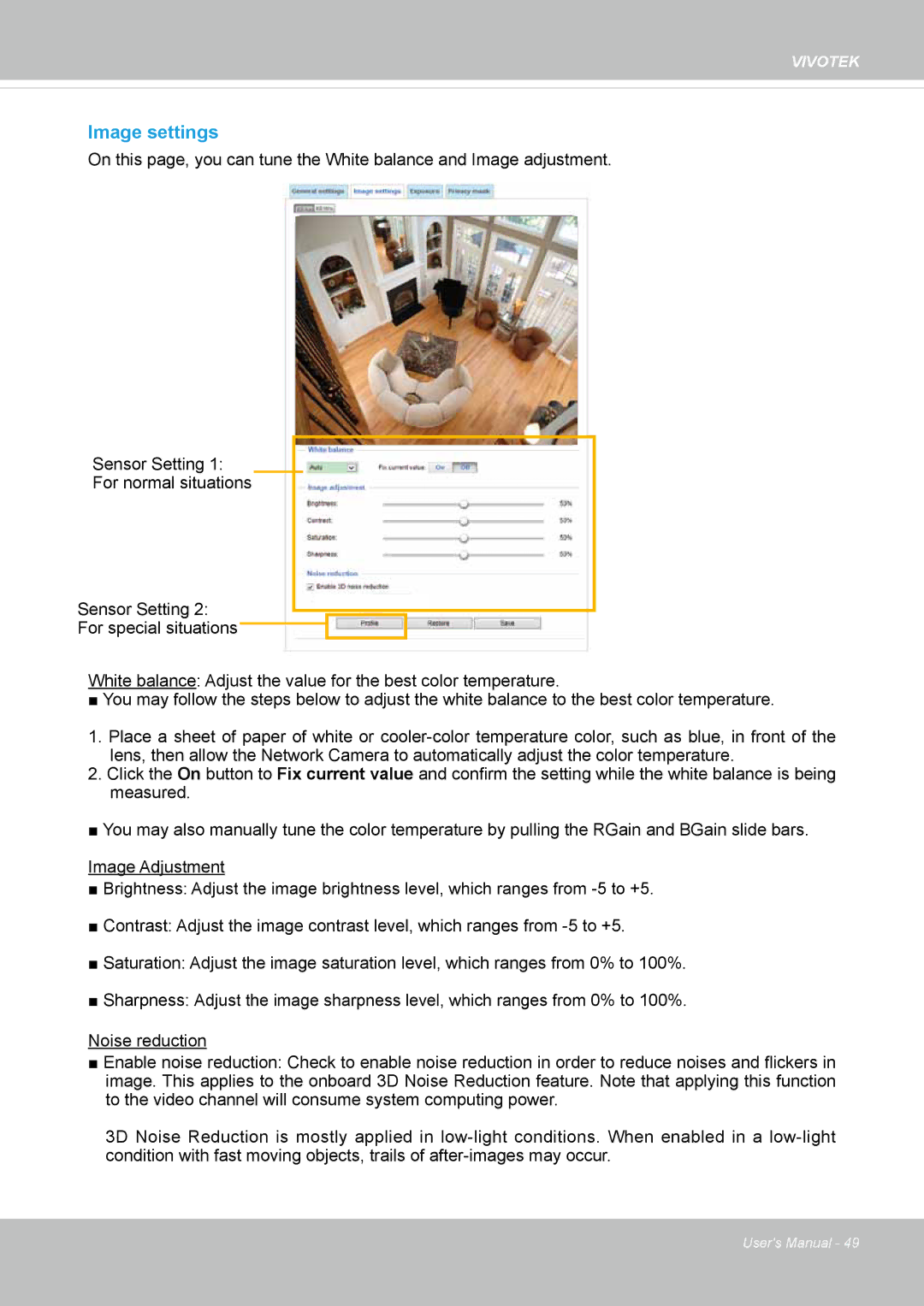 Vivotek FD1837H, 8137HV user manual Image settings 