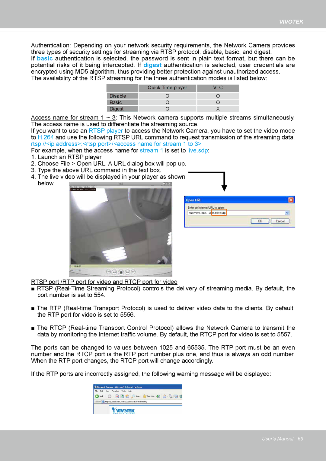 Vivotek FD1837H, 8137HV user manual Vlc 