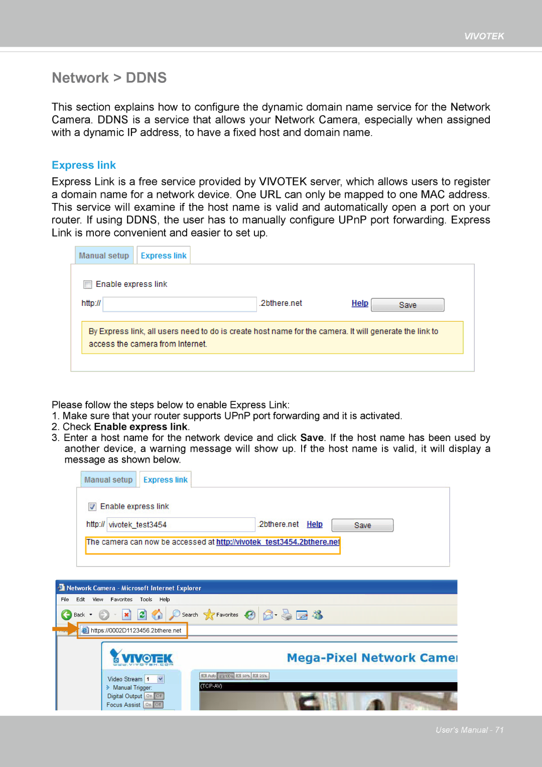 Vivotek FD1837H, 8137HV user manual Network Ddns, Express link 