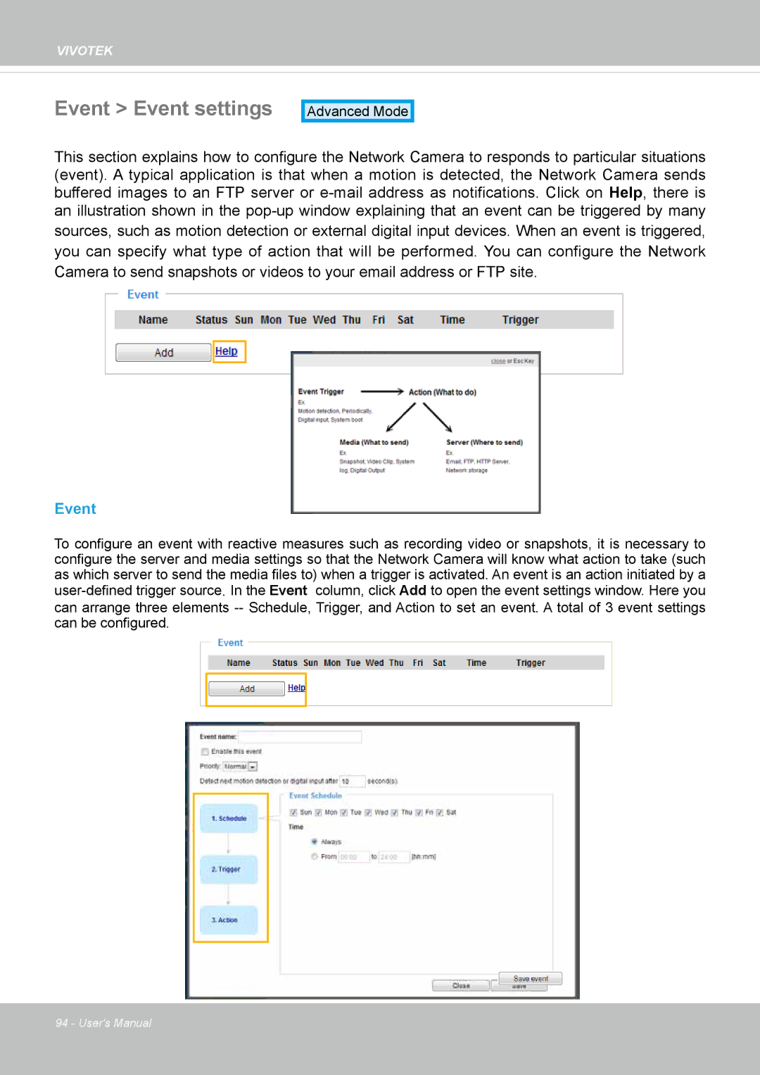 Vivotek 8137HV, FD1837H user manual Event Event settings 