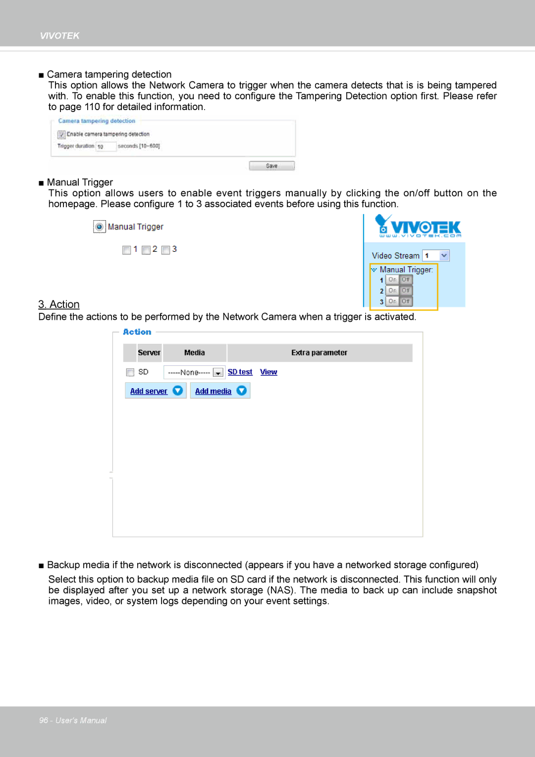 Vivotek 8137HV, FD1837H user manual Action 