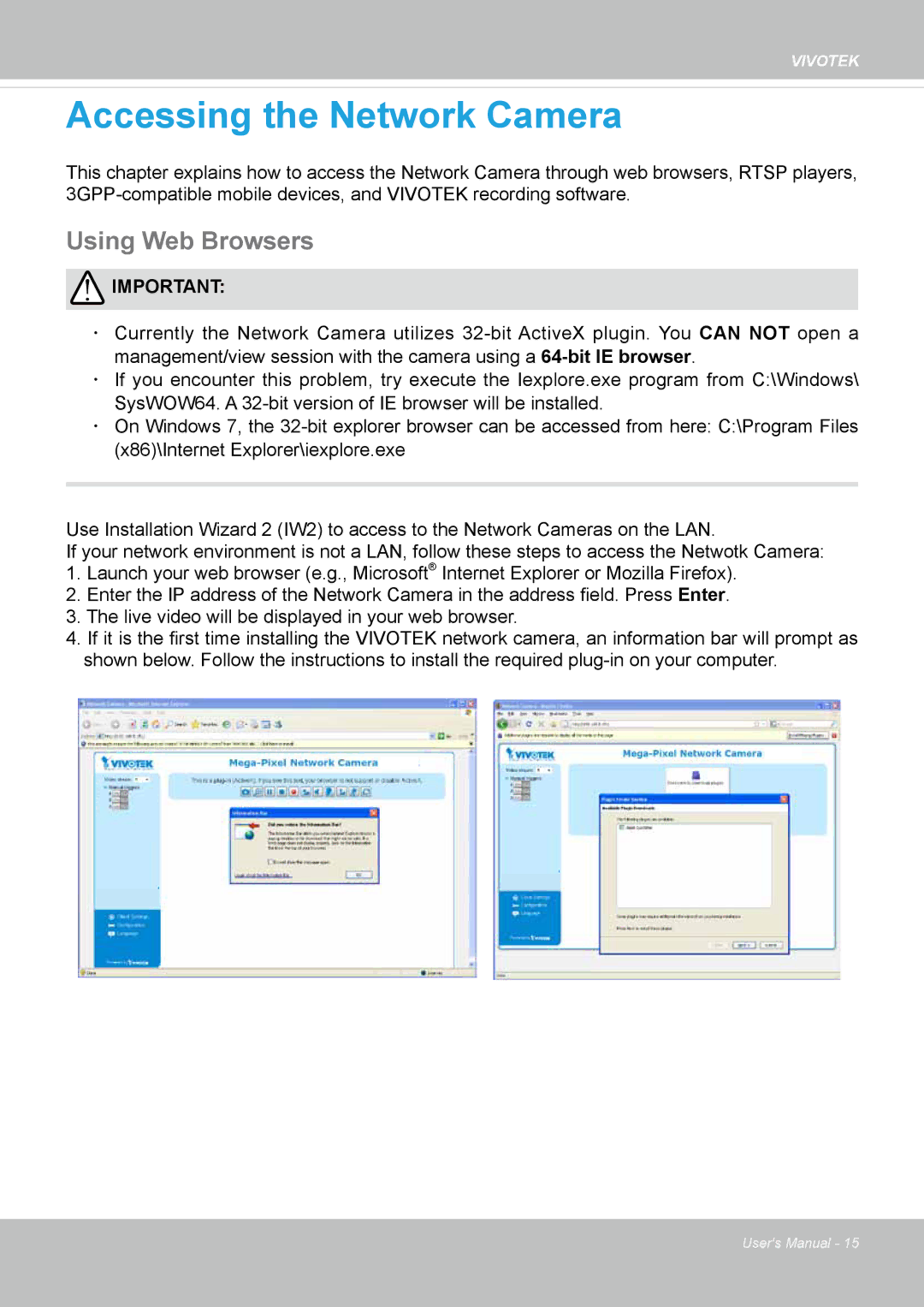 Vivotek CC8130 user manual Accessing the Network Camera, Using Web Browsers 