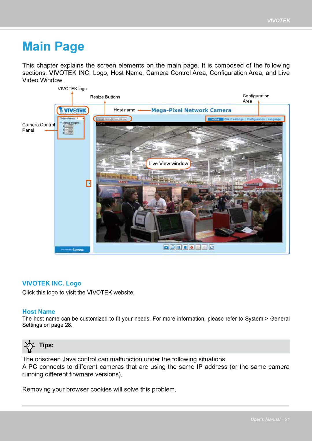 Vivotek CC8130 user manual Main 