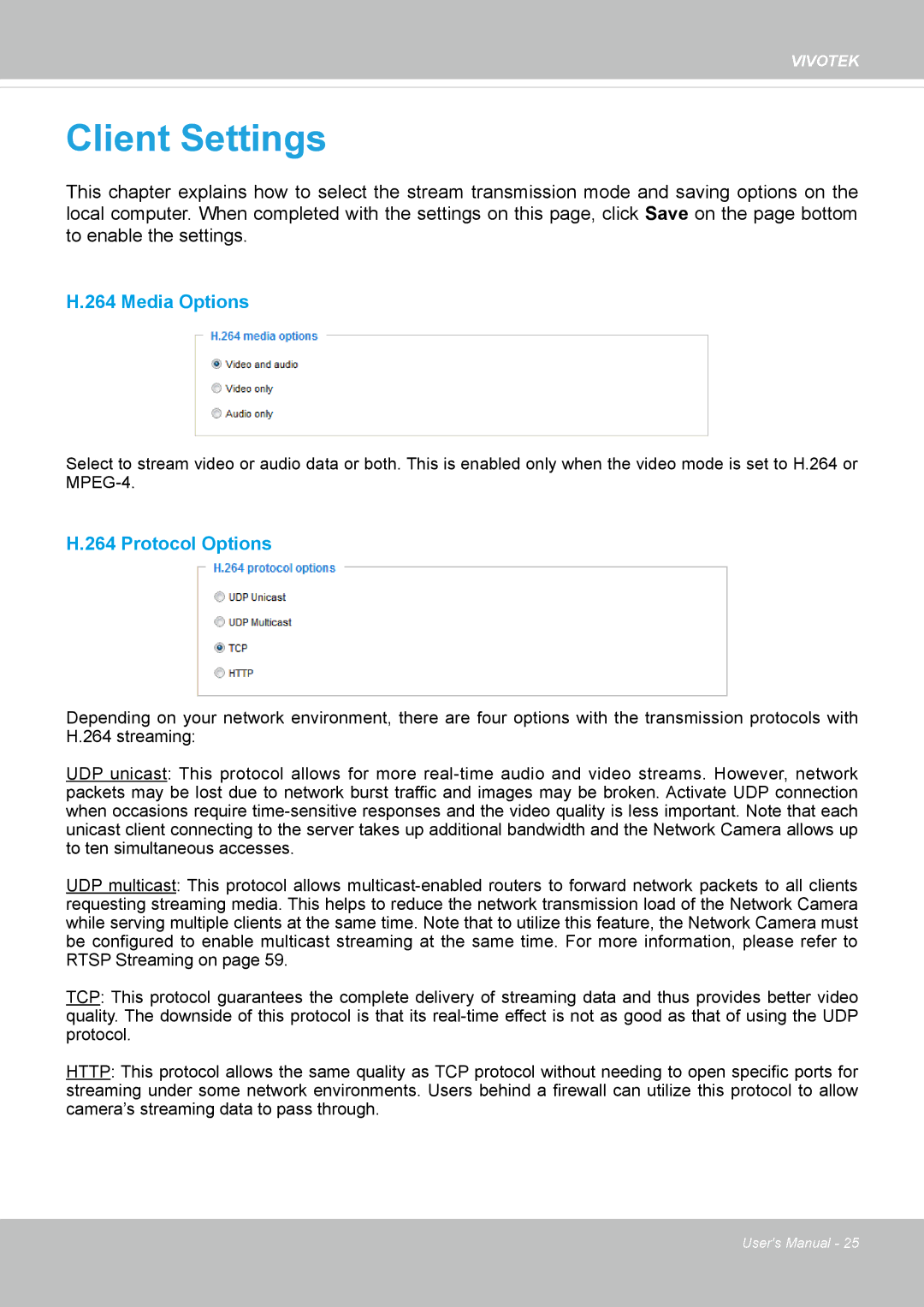 Vivotek CC8130 user manual Client Settings 