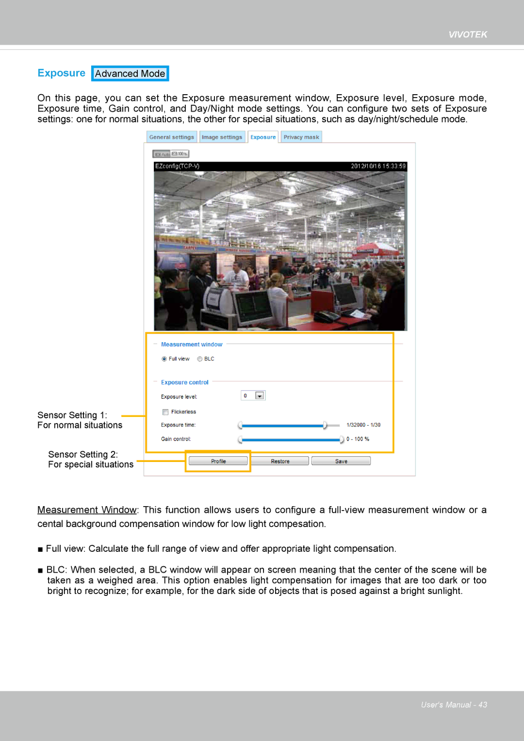 Vivotek CC8130 user manual Exposure 