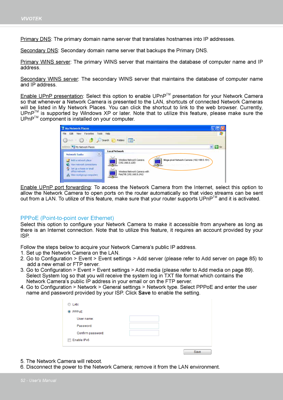 Vivotek CC8130 user manual PPPoE Point-to-point over Ethernet 