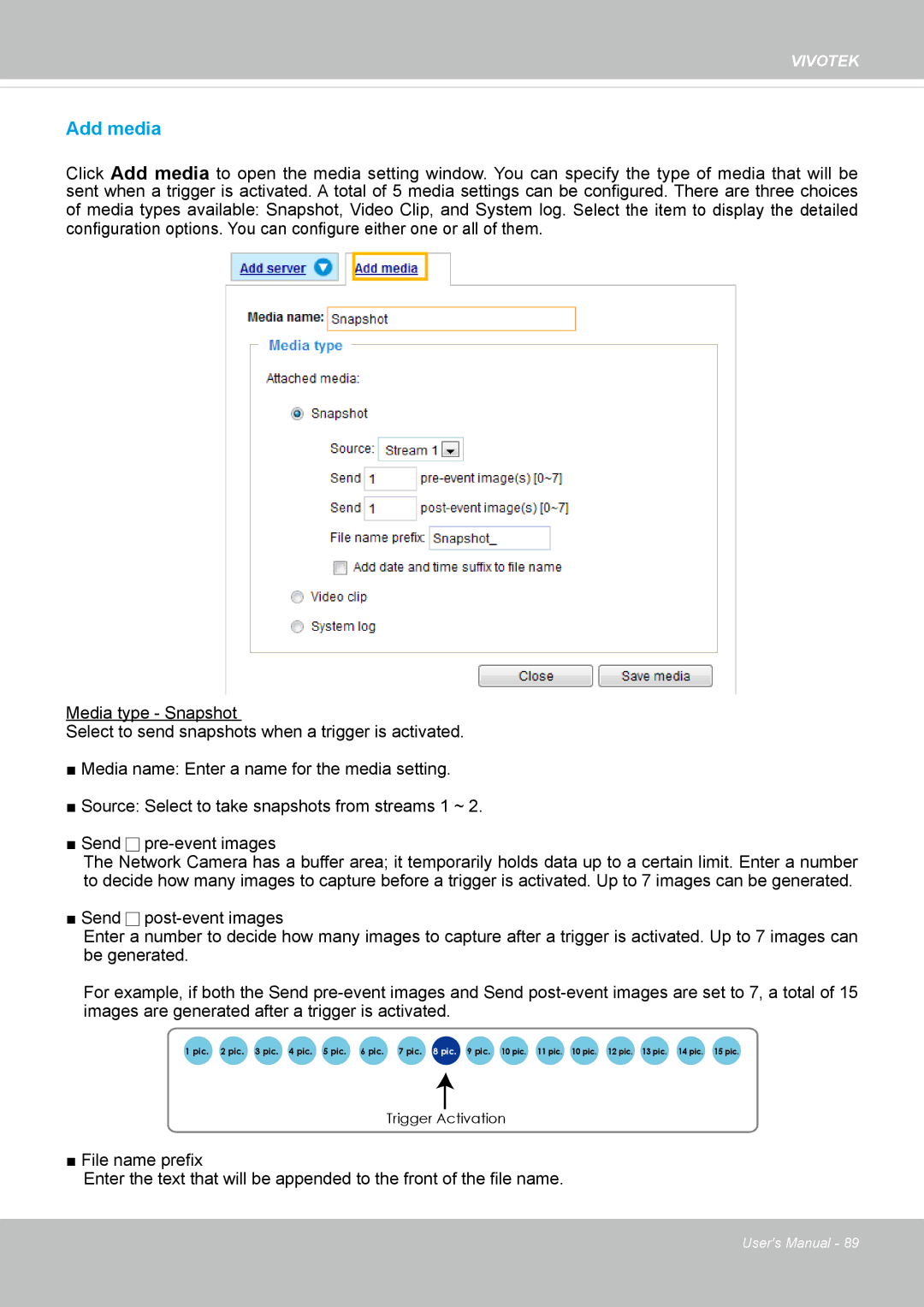 Vivotek CC8130 user manual Add media 