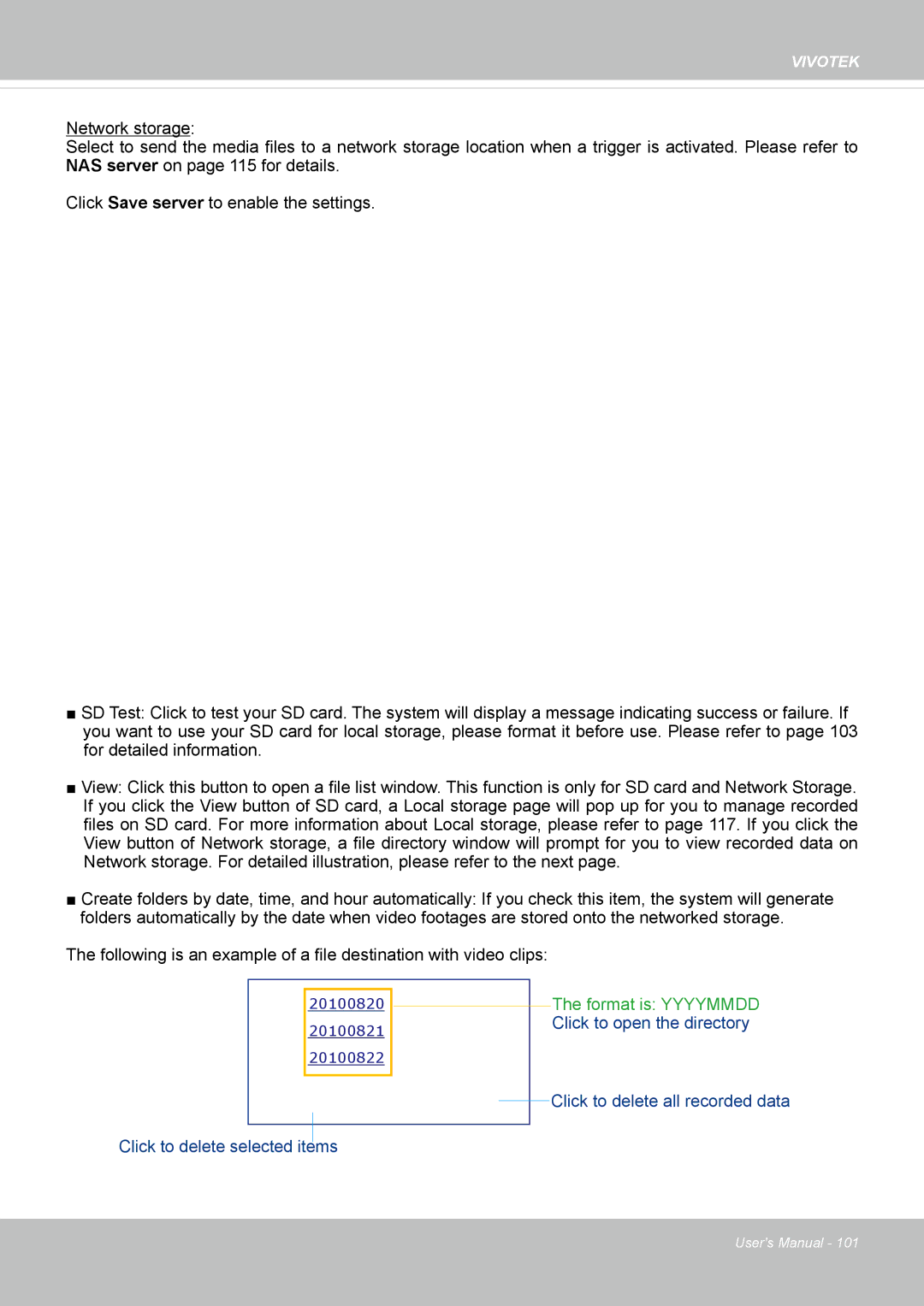 Vivotek FD-8372 user manual Format is Yyyymmdd 