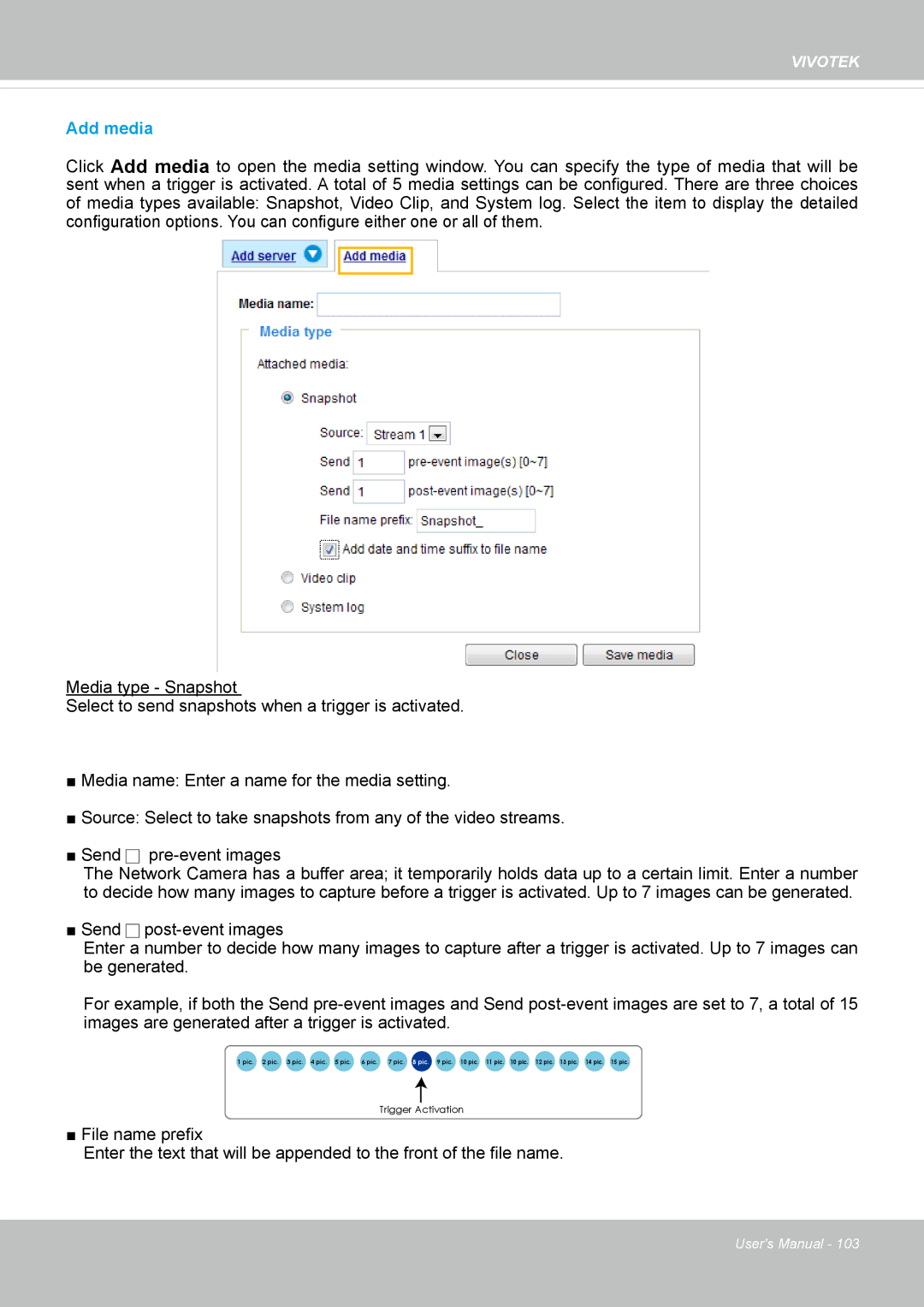 Vivotek FD-8372 user manual Add media 