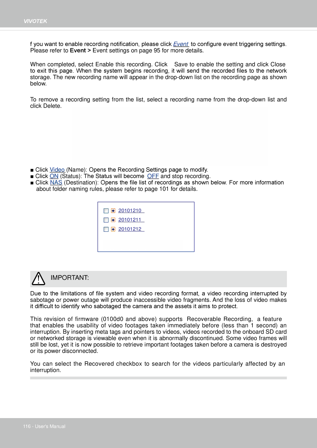 Vivotek FD-8372 user manual 20101210 20101211 20101212 