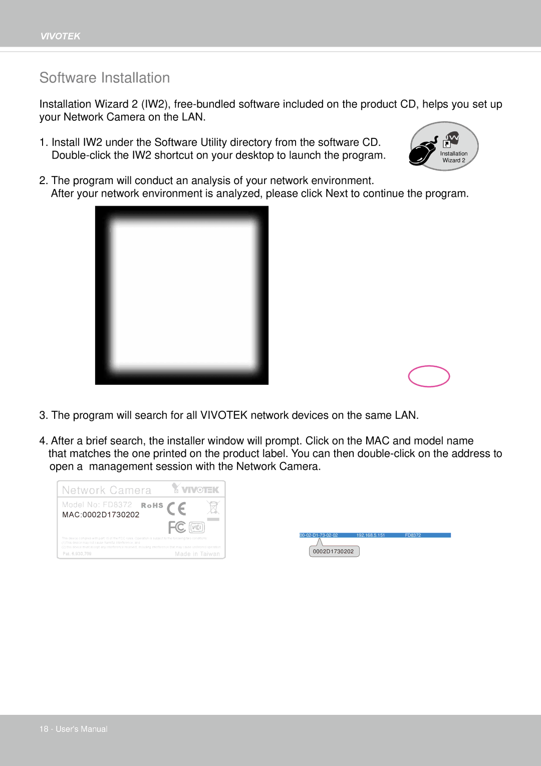 Vivotek FD-8372 user manual Software Installation, Network Camera 