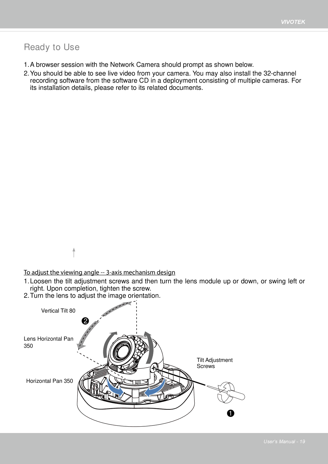 Vivotek FD-8372 user manual Ready to Use 