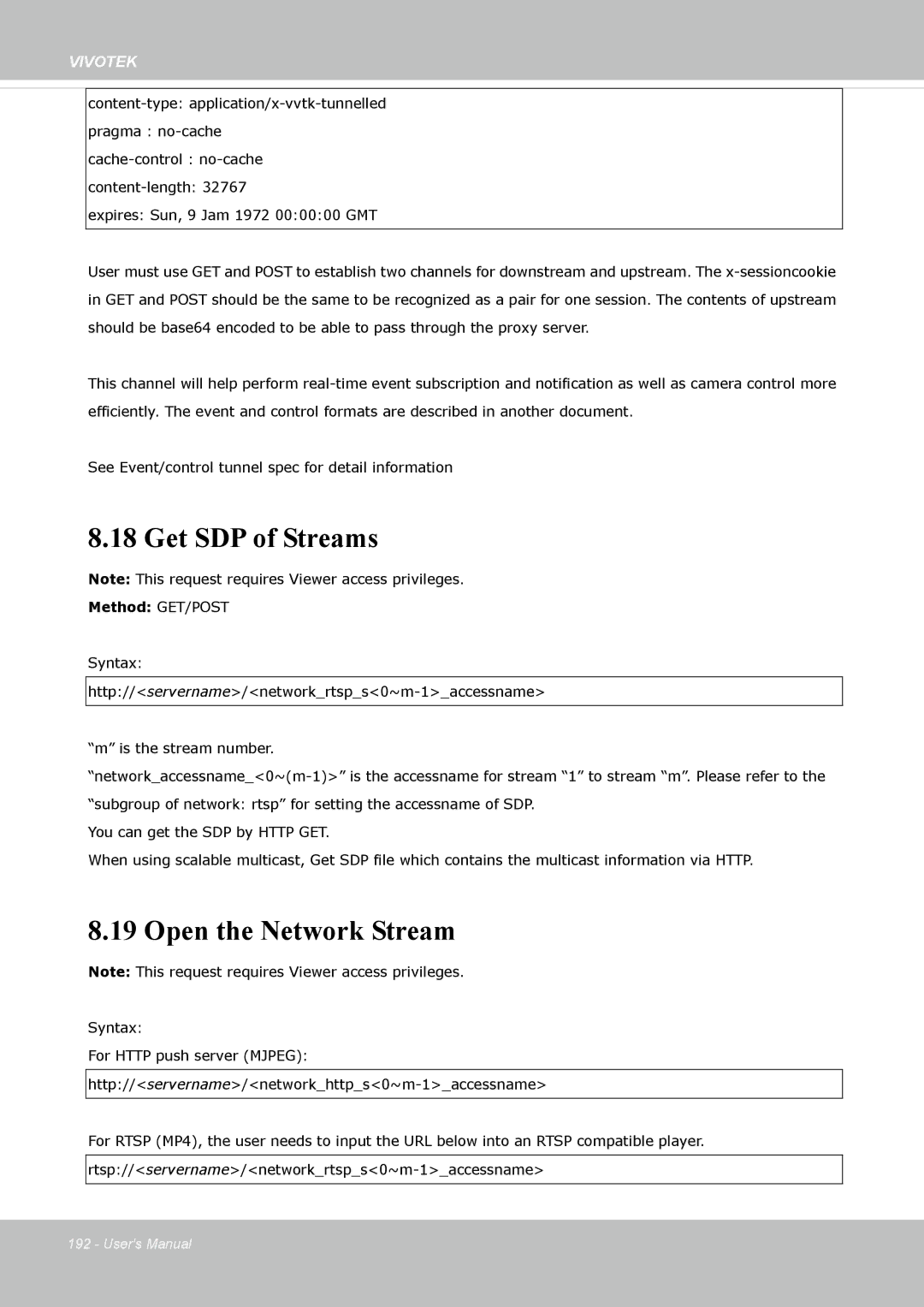 Vivotek FD-8372 user manual Get SDP of Streams, Open the Network Stream 