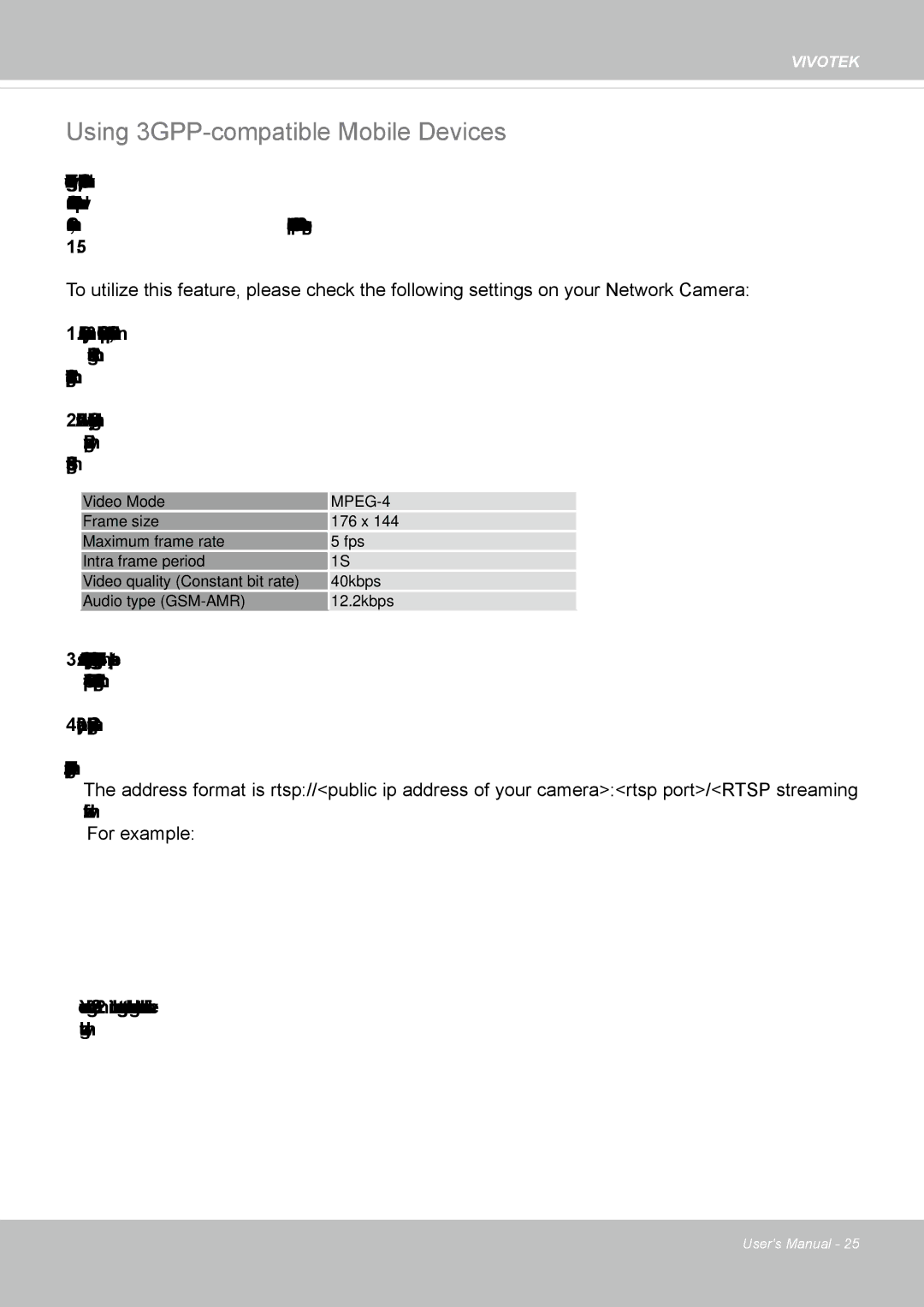 Vivotek FD-8372 user manual Using 3GPP-compatible Mobile Devices, MPEG-4 