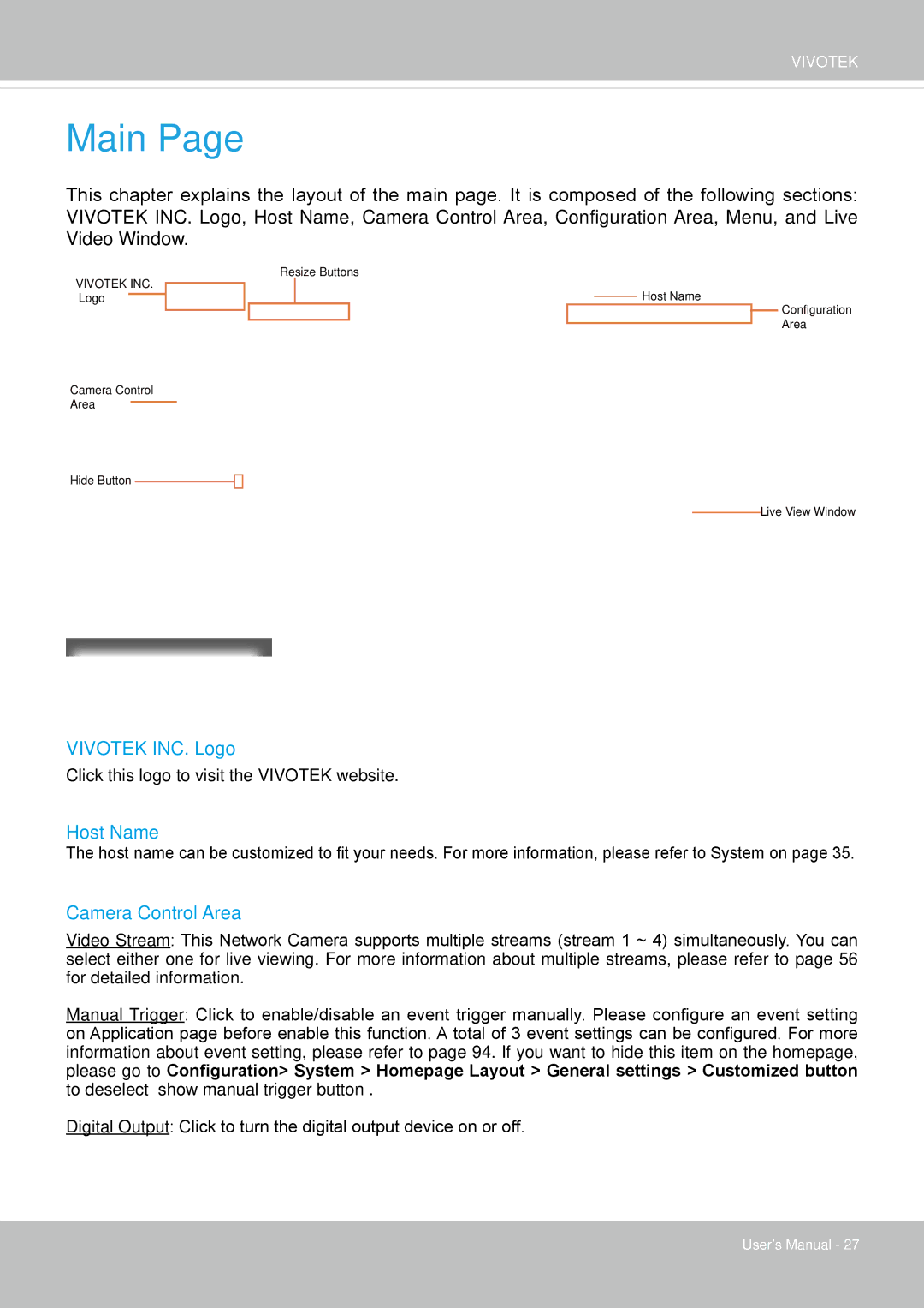 Vivotek FD-8372 user manual Main 