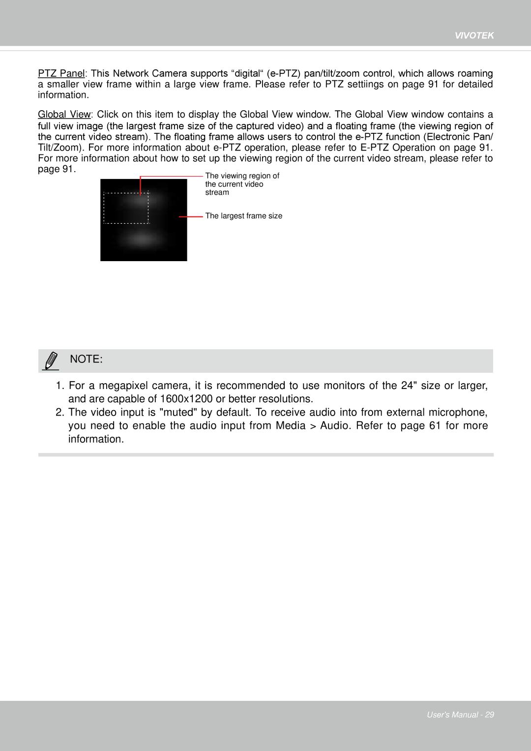 Vivotek FD-8372 user manual Viewing region 