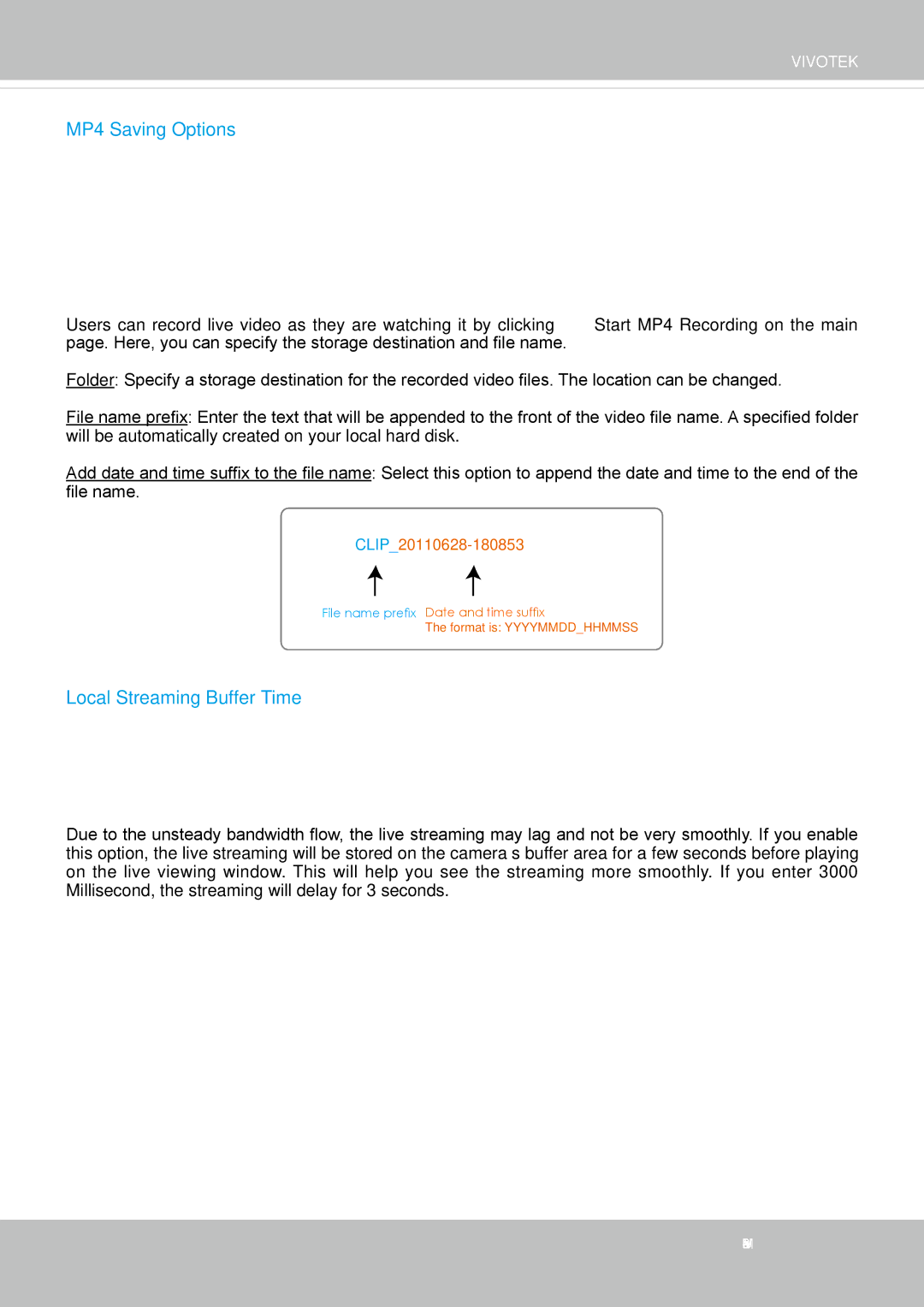 Vivotek FD-8372 user manual MP4 Saving Options 