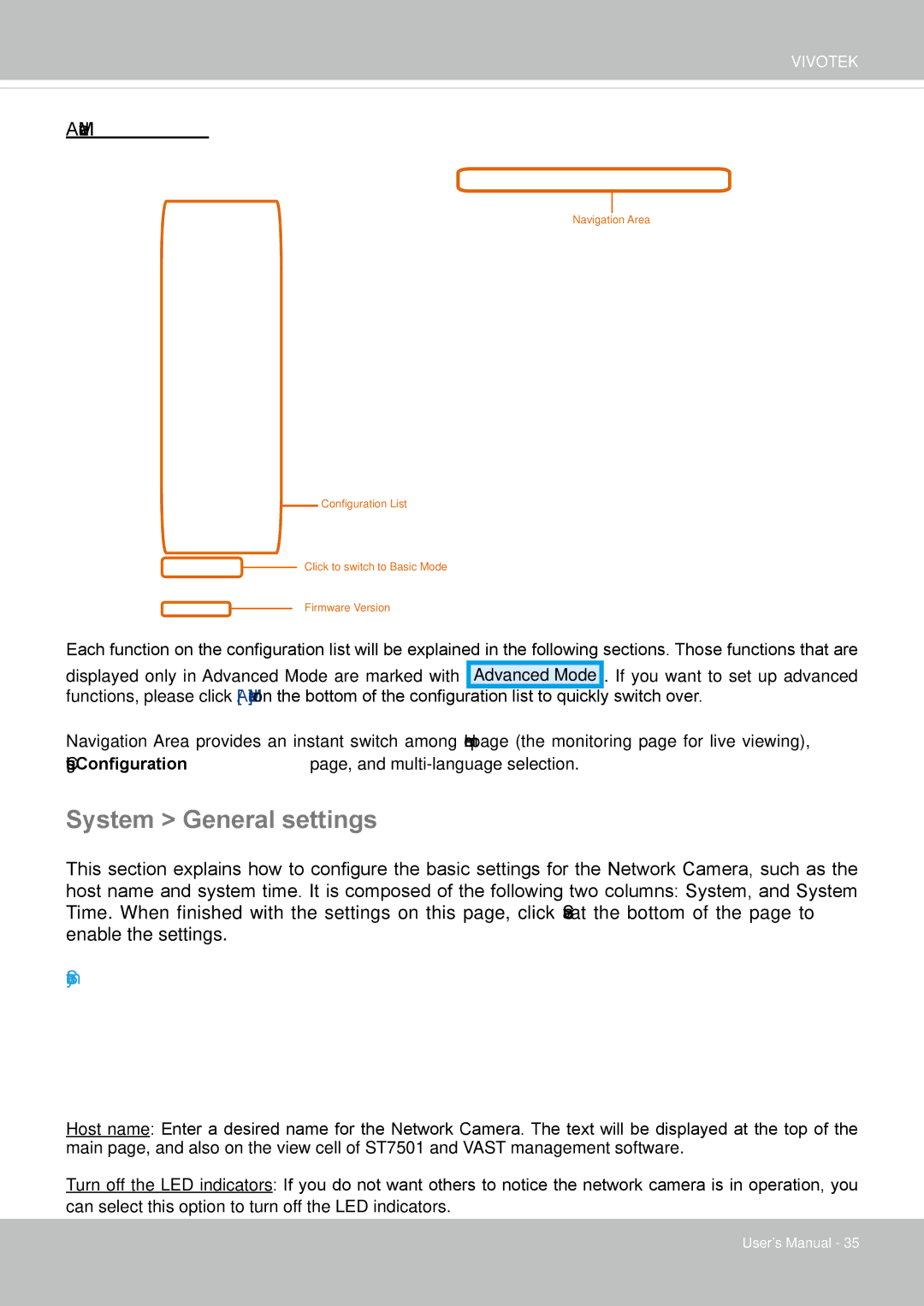 Vivotek FD-8372 user manual System General settings 