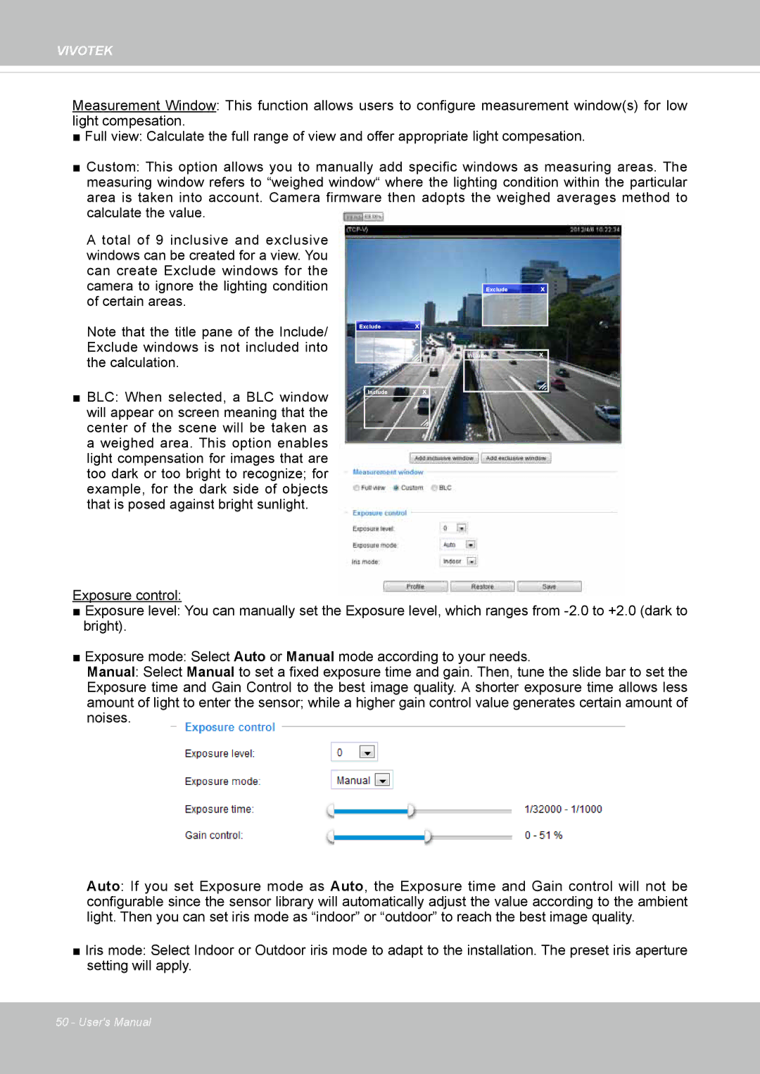 Vivotek FD-8372 user manual Excludex Includex 