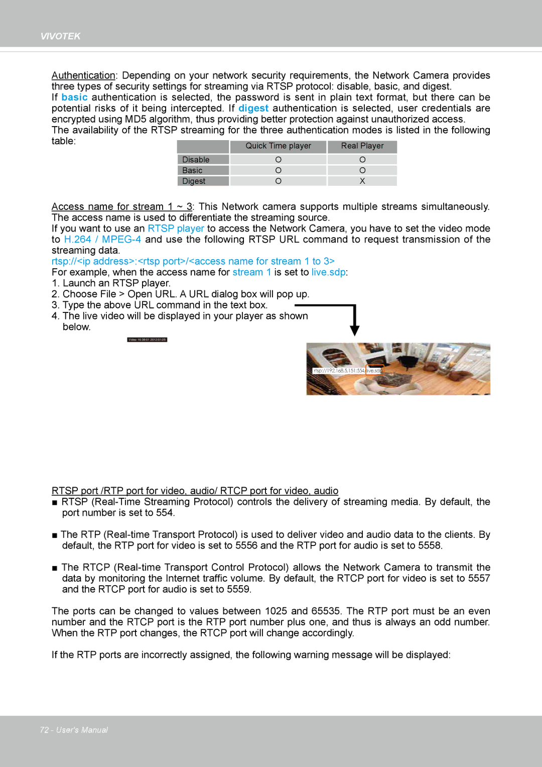 Vivotek FD-8372 user manual Disable Basic Digest 