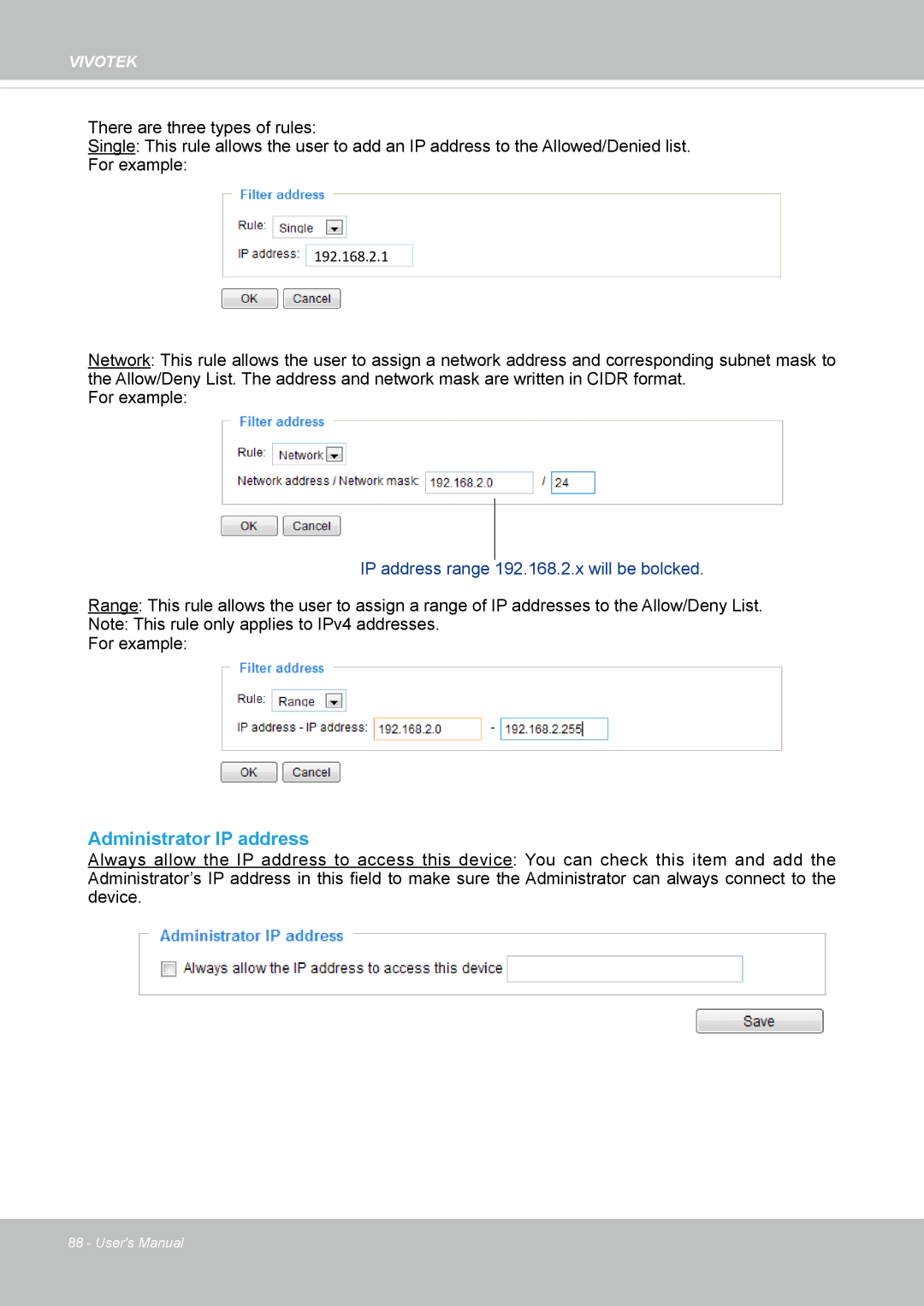 Vivotek FD-8372 user manual Administrator IP address 