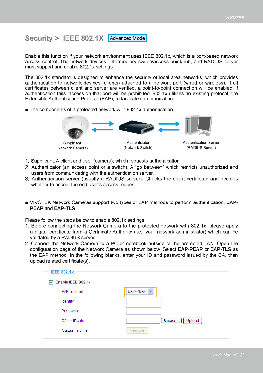 Vivotek FD-8372 user manual Security Ieee 