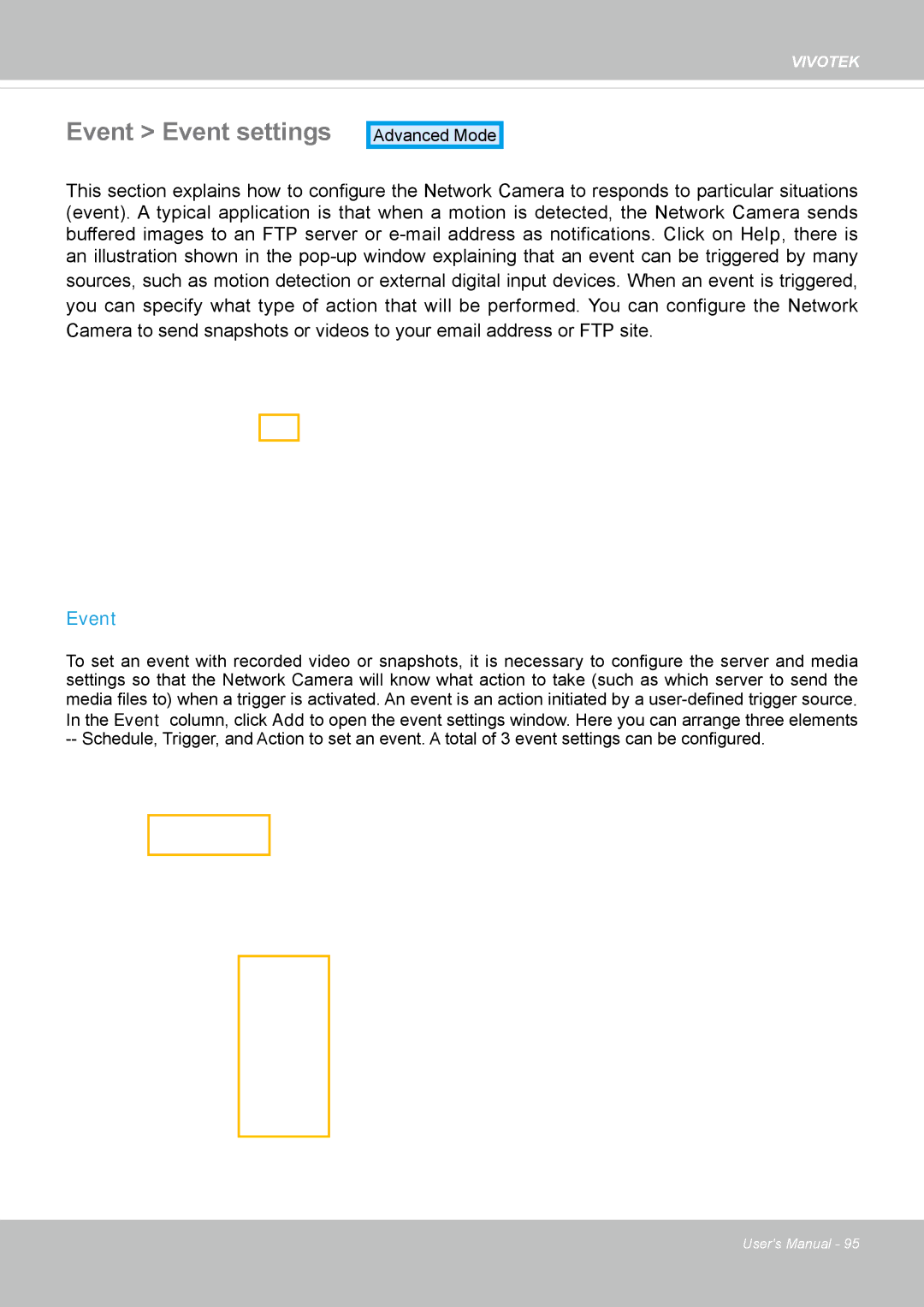 Vivotek FD-8372 user manual Event Event settings 