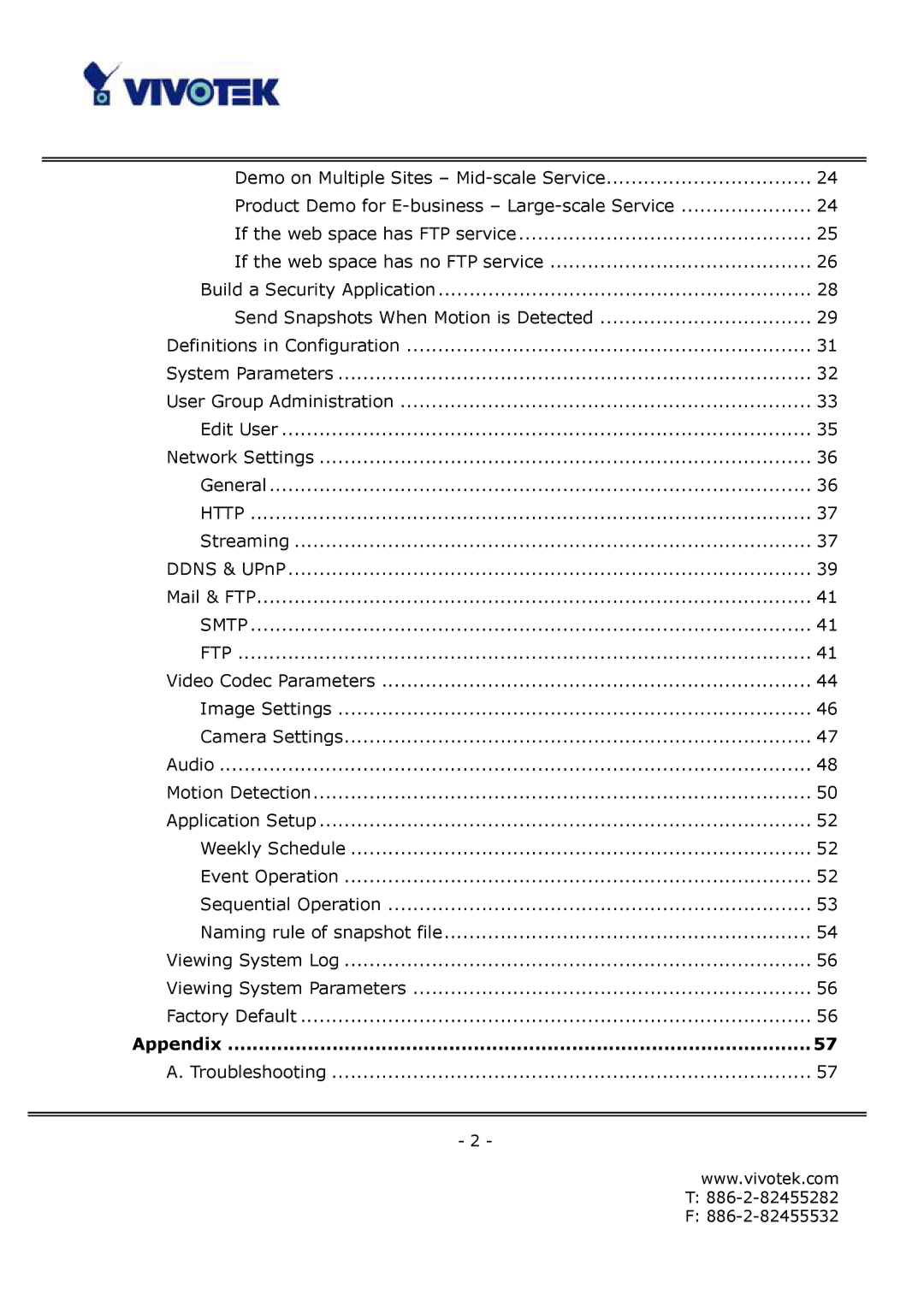 Vivotek FD6111V, FD6121V manual Smtp FTP, Appendix 