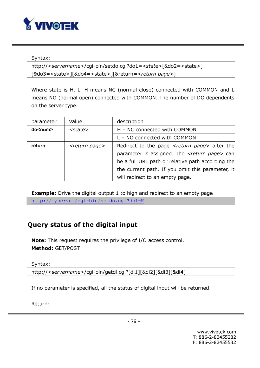 Vivotek FD6121V, FD6111V manual Query status of the digital input 