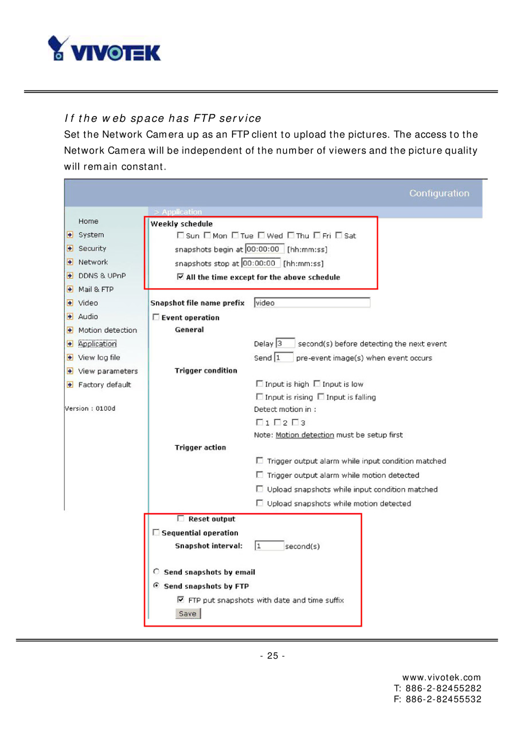 Vivotek FD6121 manual If the web space has FTP service 