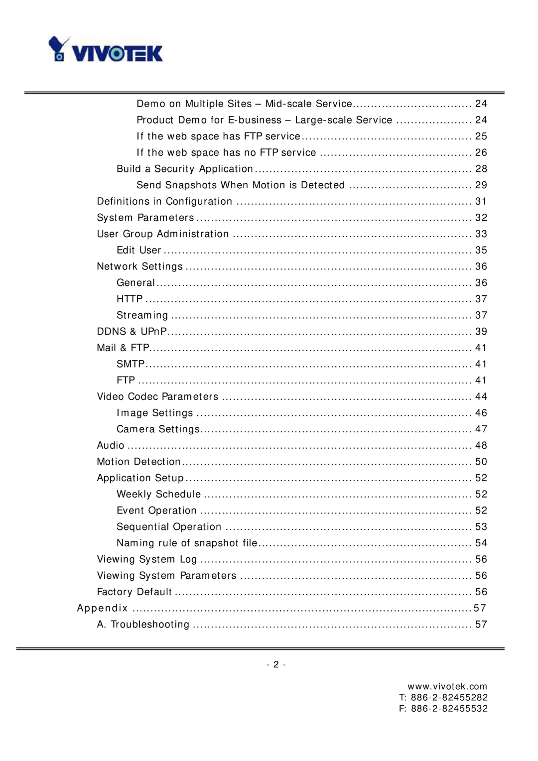 Vivotek FD6121 manual Smtp FTP, Appendix 