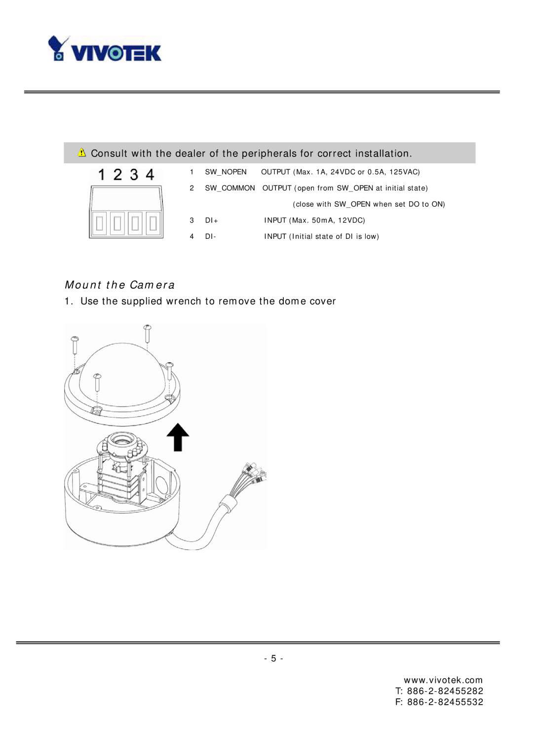 Vivotek FD6121 manual Mount the Camera 