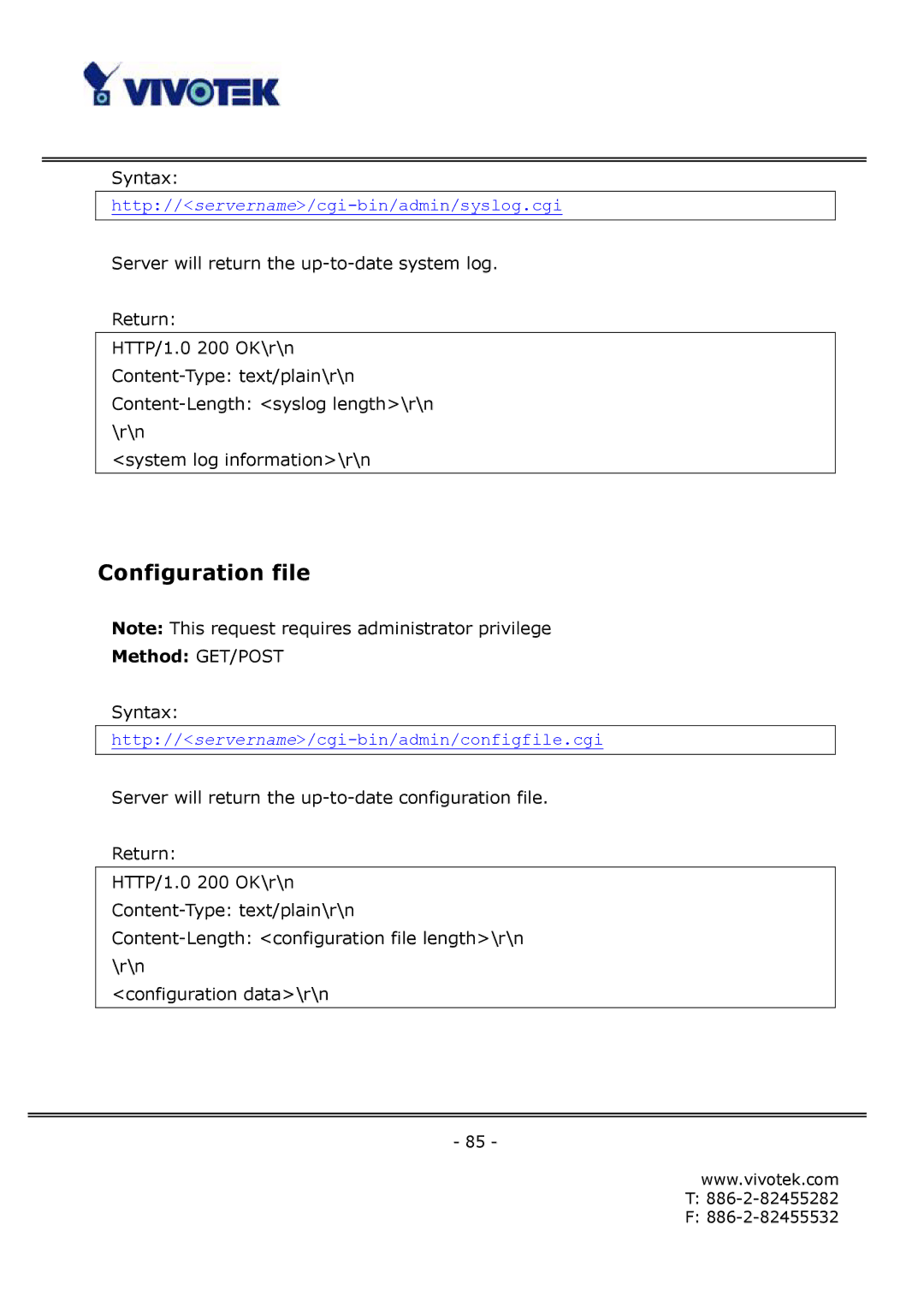 Vivotek FD6112V, FD6122V manual Configuration file 