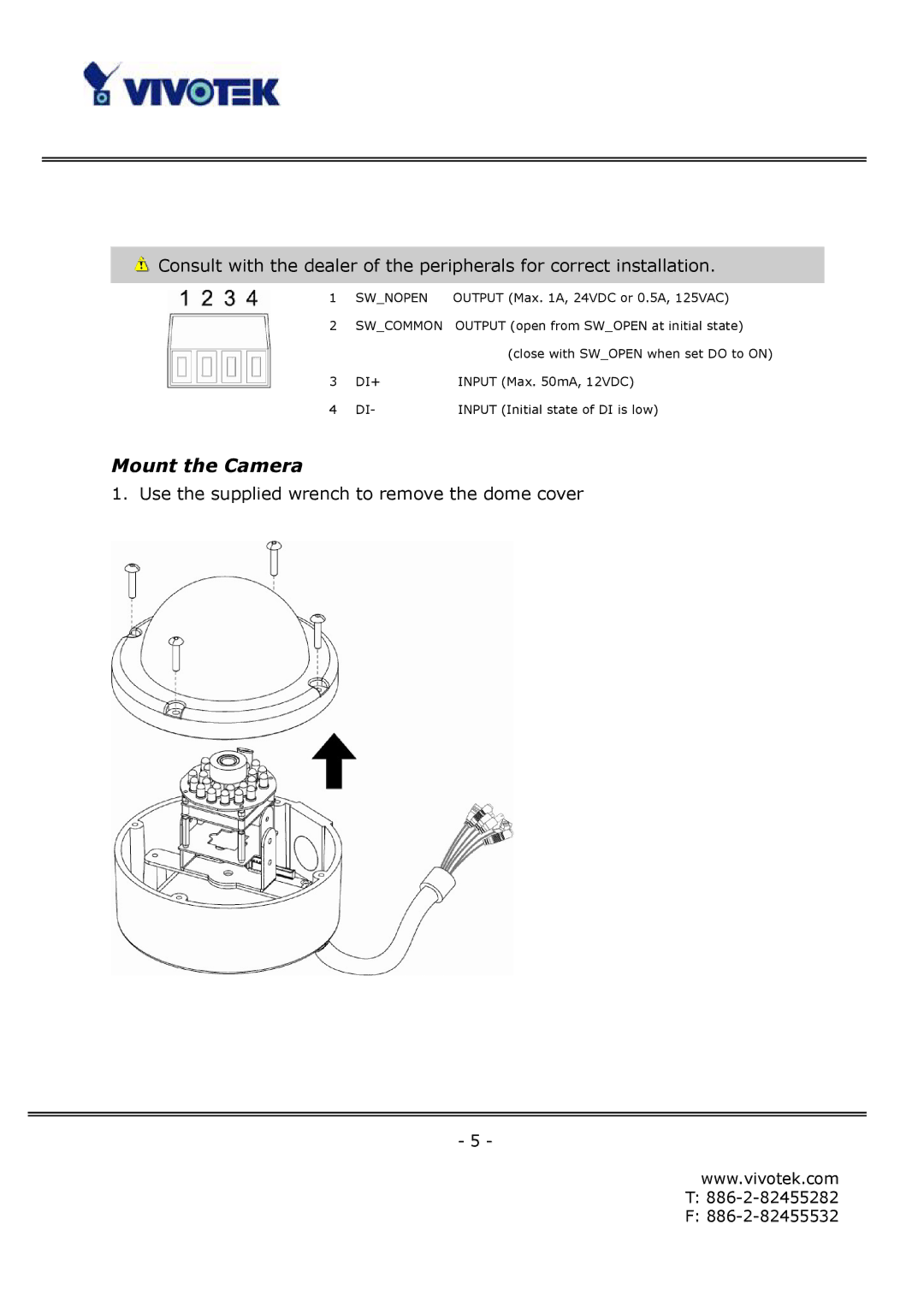 Vivotek FD6112V, FD6122V manual Mount the Camera 