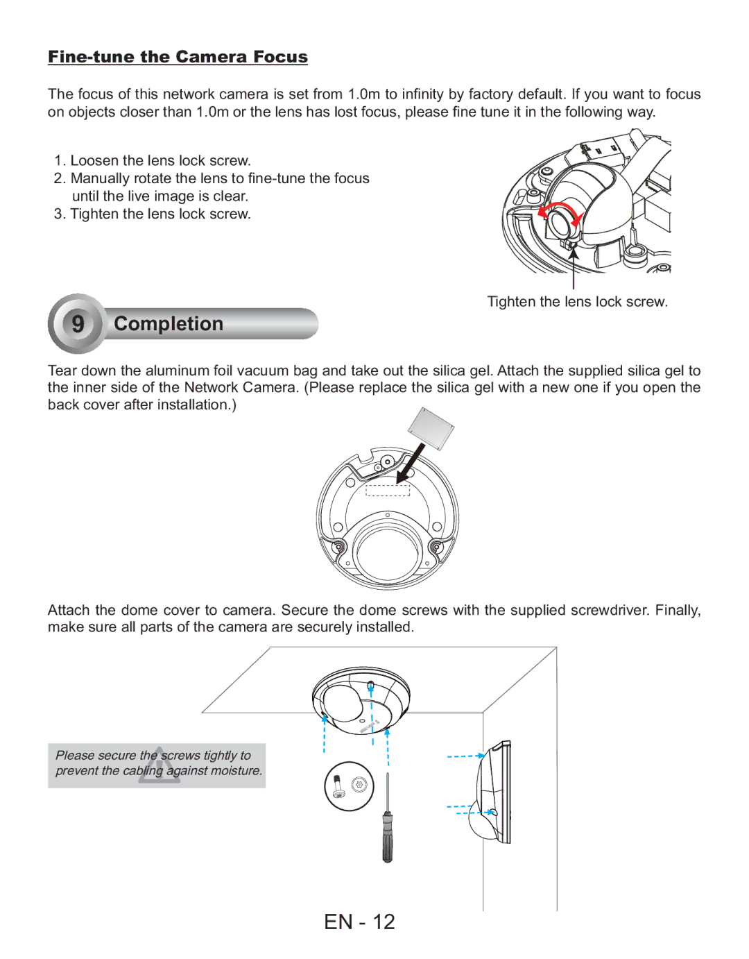 Vivotek FD7130 user manual Completion, Fine-tune the Camera Focus 