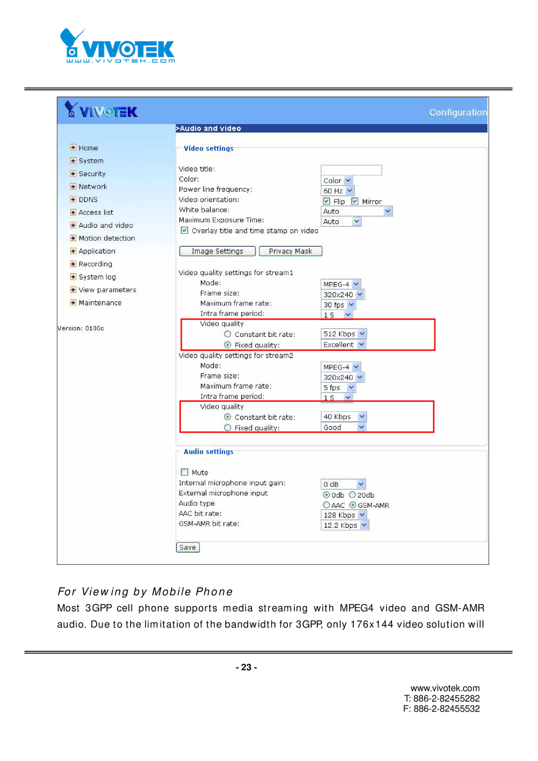 Vivotek FD7131 manual For Viewing by Mobile Phone 