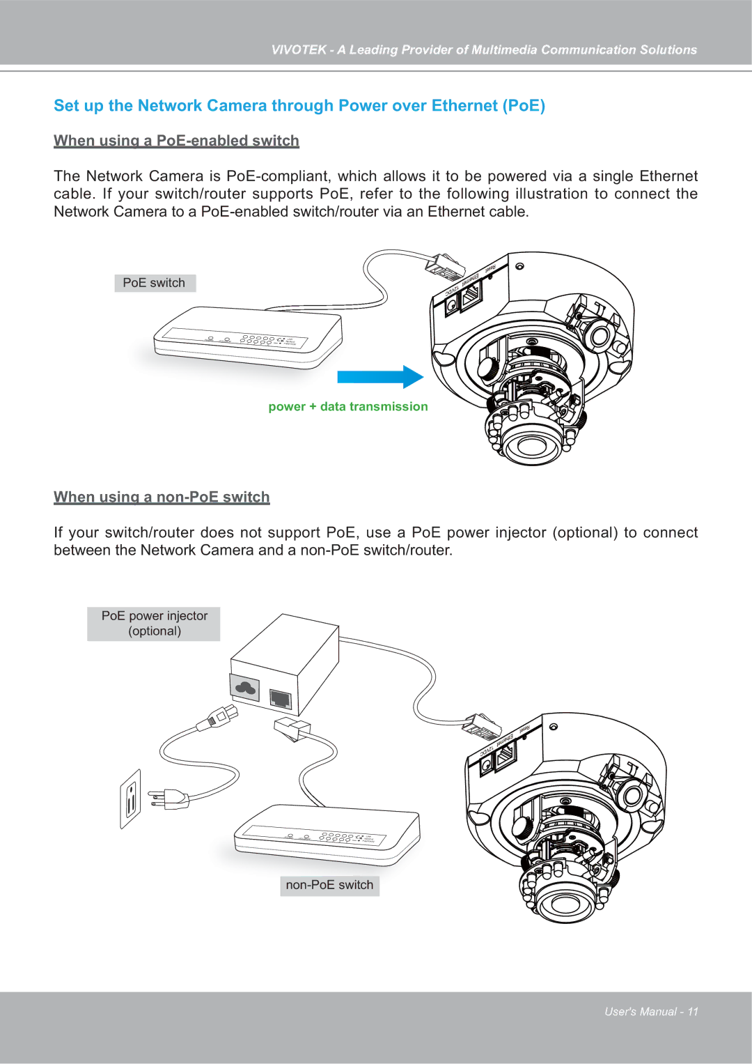 Vivotek FD7132 manual Set up the Network Camera through Power over Ethernet PoE 