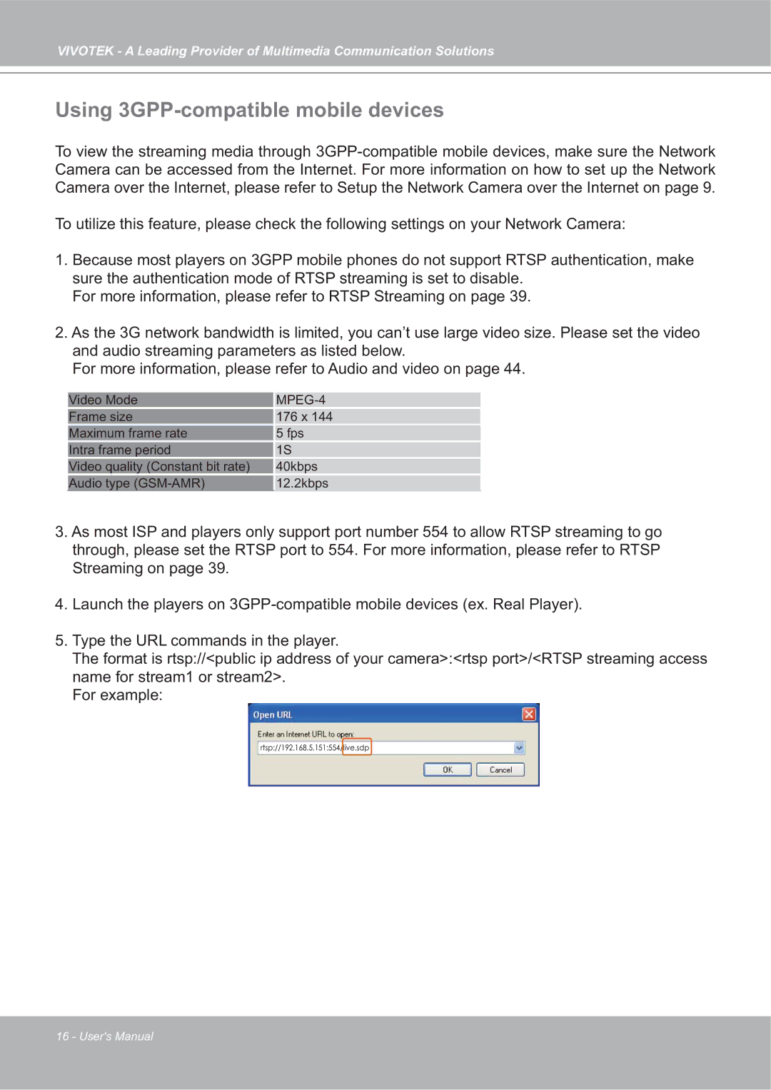 Vivotek FD7132 manual Using 3GPP-compatible mobile devices, MPEG-4 