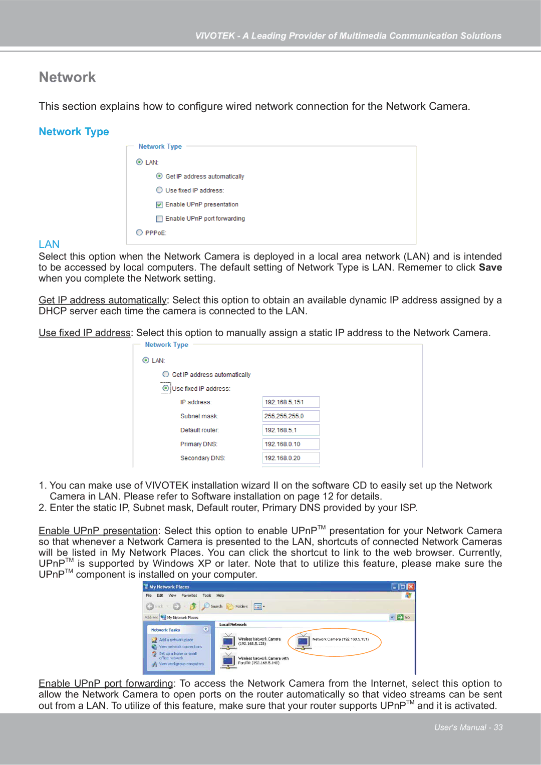 Vivotek FD7132 manual Network Type 