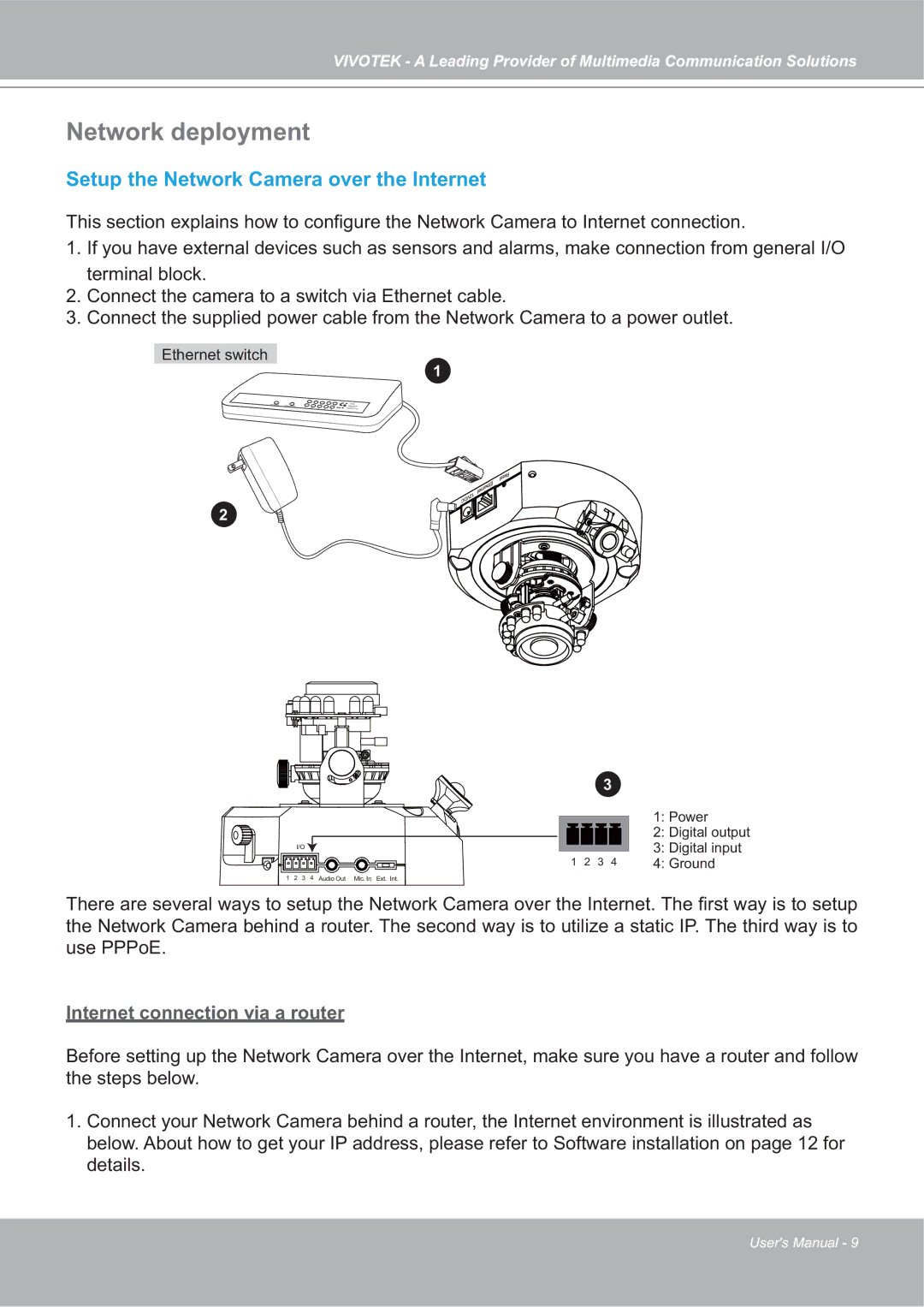 Vivotek FD7132 manual Network deployment, Setup the Network Camera over the Internet 