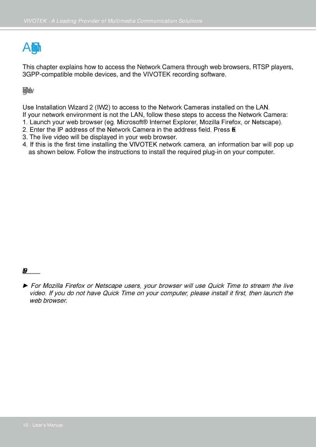 Vivotek FD7141(V) manual Accessing the Network Camera, Using Web Browsers 