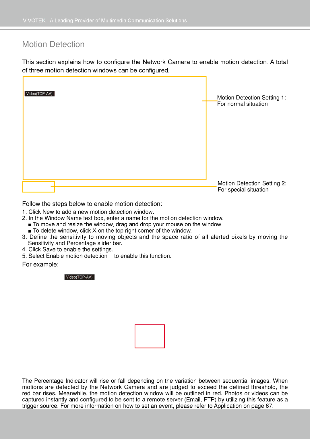 Vivotek FD7141(V) manual Motion Detection, Follow the steps below to enable motion detection 