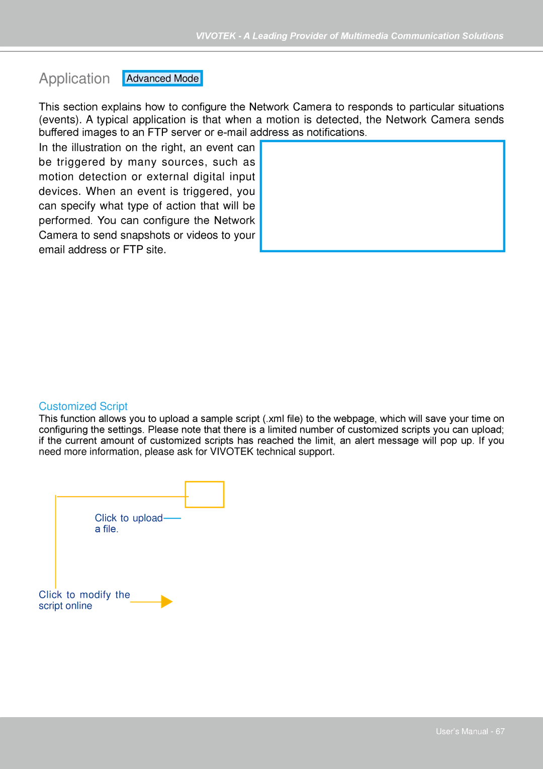 Vivotek FD7141(V) manual Application, Customized Script 