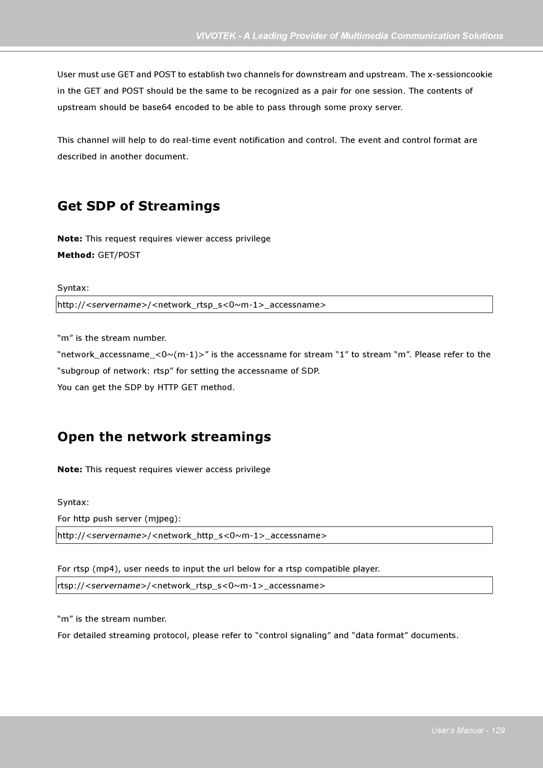 Vivotek FD7141(V) manual Get SDP of Streamings, Open the network streamings 